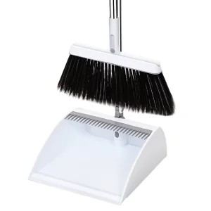 2-in-1 Foldable Broom and Dustpan Set With Soft Bristles and Plastic Handle