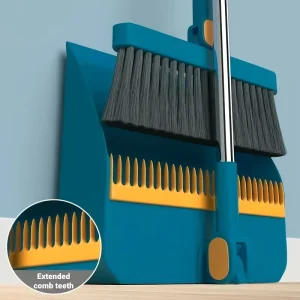 2 in 1 Folding Broom & Dustpan Set Modern Plastic Handle Large Thickened Rotating Broom Hair Resistant Sweep Cleaner