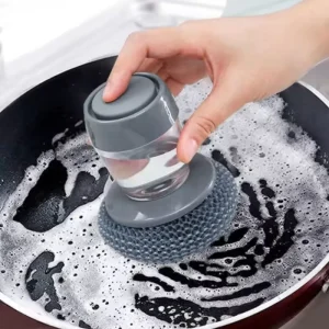 2 in 1 Handle Cleaning Brush with Removable Brush Sponge Dispenser Dishwashing Brush