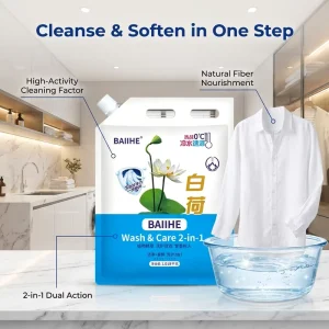 2 in 1 Laundry Powder with Fabric Softener Deep Cleaning Detergent Powder 1kg Bulk