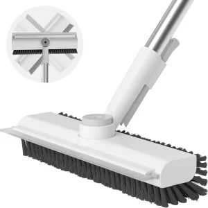 2 in 1 Rotatable PP Bathroom Floor Scrubber with V Shaped Scourer Corner Shower Gap Cleaning Brush Detachable Design