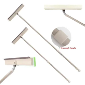 2 in 1 Telescopic Long Handle Double-Sided Window and Mesh Screen Cleaner Squeegee Set