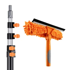 2-in-1 Telescopic Window Cleaning Tool Double-Sided High-Rise Glass Wiper for Window Glass Washing