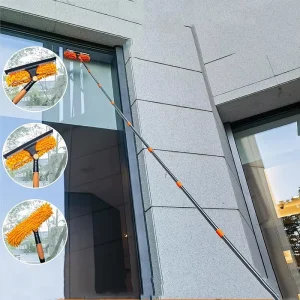 2 in 1 Telescopic Window Cleaning Tool Rotatable Splicing Rods Flexible Wiper Household Window Squeegee Cleaner