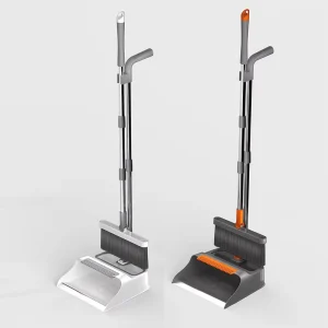 2-in-1 Upright Stand Broom and Dustpan Set Multifunctional Magic Broom with Soft PP Bristles for Home Floor Cleaning