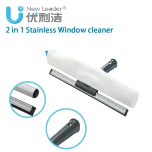 2 in 1 Window Squeegee Replacement Head with Microfiber Washer for Commercial Glass Cleaning