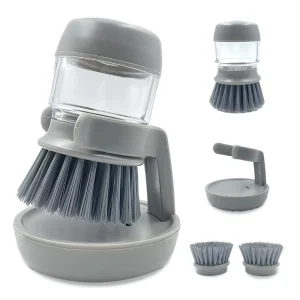 2 in 1 handle Soap Dispensing Brush pressing Dishwashing Pot Brush Non Scratch Bristles Cleaning Brush with Soap Dispenser