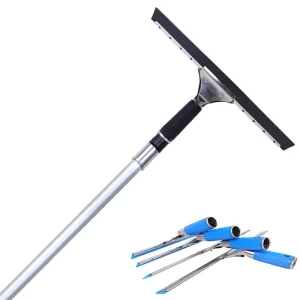 2.4M Aluminum Telescopic Handle Extension Window Squeegee Stainless Steel Scraper Flip Lock Lightweight Cleaning Tool
