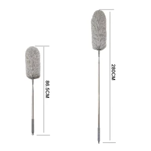 2.8m Telescopic Handle Microfiber Duster 110 Inches Extendable with Bendable Head Washable Superfine Fluffy Cleaning Cars House