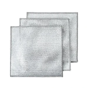 20*20 cm Microfiber Wet and Dry Dish Scrubber Steel Wire Non-Scratch Cleaning Cloth for Kitchen Use