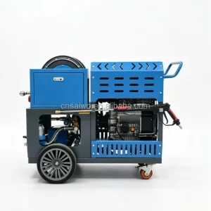 200 Bar Sewer Jetter Machine Drain Cleaning and Pipe Unblocking Equipment with 27 HP Twin-Cylinder Diesel Engine 64 L/min