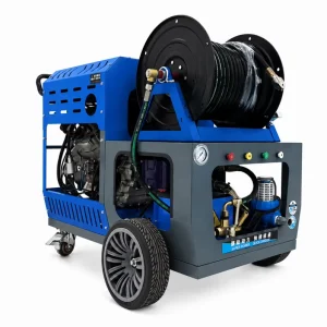 200 Bar Sewer Jetter Machine Drain Cleaning and Pipe Unblocking Equipment with 27 HP Twin-Cylinder Engine 64 L/min