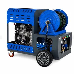200 Bar Sewer Jetter Machine Drain Cleaning and Pipe Unblocking Equipment with 27 HP Twin-Cylinder Engine 64 L/min