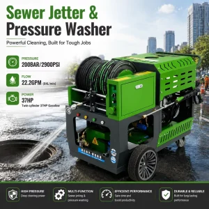 200 bar 84 L/min Petrol High Pressure Water Jet Sewer Line Jetter Drain Cleaning Machine for Pipe Cleaning