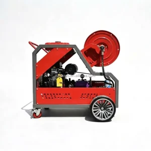200Bar Cold Water Sewer Jetter Machine Drain Cleaning and Pipe Unblocking 27HP Twin-Cylinder Gasoline Engine 64L/min