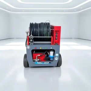 200Bar Remote Sewer Jetter Machine Drain Cleaning Pipe Unblocking Equipment 27HP Twin Cylinder Gasoline Engine 64L/min