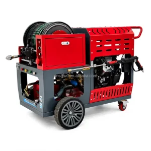 200Bar Remote Sewer Jetter Machine Drain Cleaning and Pipe Unblocking Equipment with 37HP Twin-Cylinder Gasoline Engine 84L/Min
