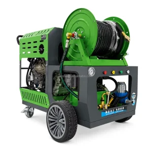 200Bar Sewer Jetter Machine Drain Cleaning Pipe Unblocking Equipment 27HP Twin Cylinder Gasoline Engine 64L/min