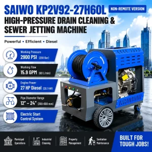 200Bar Sewer Jetter Machine Drain Cleaning & Pipe Unblocking Equipment With 27HP Twin cylinder Engine 64L min
