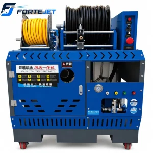 200Bar Twin Cylinder Sewer Jetting Machine 64L min 500L Tank Remote Drain Cleaning Machine for Blocked Large Drain