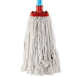 200g Eco Friendly Polyester Cotton Round Wet Mop Head with Flat Handle for Household Floor Cleaning