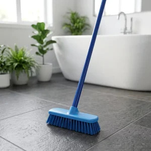 20CM Hard Floor Deck Brush for Floor Scrubbing Plastic Push Brush with Long Metal Stick
