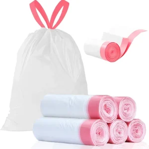 20L Heavy Duty PE Drawstring Household Trash Bags Tall Kitchen Bin Bags