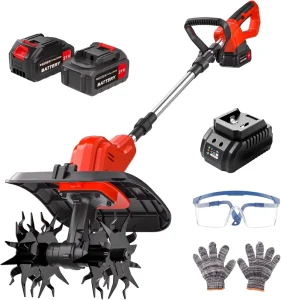 20V Cordless Electric Tiller Cultivator 9 Inch Battery Powered Mini Garden Tiller 330RPM OEM Private Label