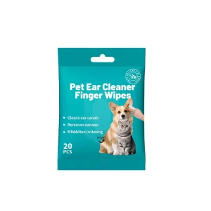 20pcs Jar Pet Ear Finger Wipes Green Tea Scent Antiseptic Soft Deodorizing Wipes for Dog Cat OEM