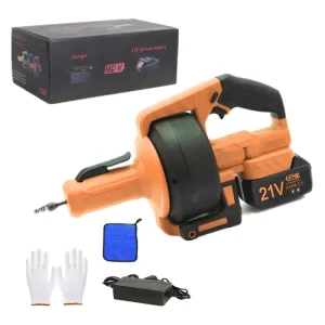 21V Orange Manual Drain Cleaner for Toilet and Clogged Pipes