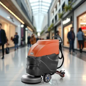 220V 1100W Battery-Powered Single-Disc Walk-Behind Floor Scrubber for Cold Water Cleaning