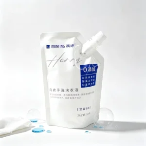 225ml 300ml Eco-Friendly Heat Seal PE Laundry Detergent Liquid Refill Bag White Stand-Up Spout Pouch for Cosmetic Cleaning