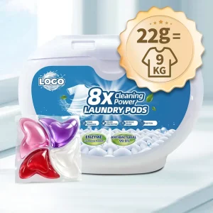 22g Disposable 4-in-1 Laundry Pods OEM ODM 8X Enzyme Stain Remover Color-Safe Softener