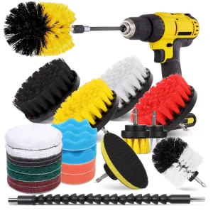 23-Piece Drill Car Wash Brush Set with Polishing Pads and Extension Rod