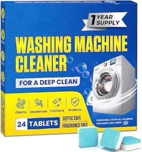 24 Pack Powerful Descaler Deep Cleaning Washing Machine Tablet Cleaner for HE Front Loader and Top Load Washer
