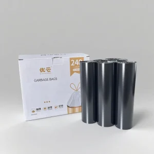 240-Count PE 4-Gallon Black Drawstring Trash Bags for Bathroom Kitchen Office and Bedroom