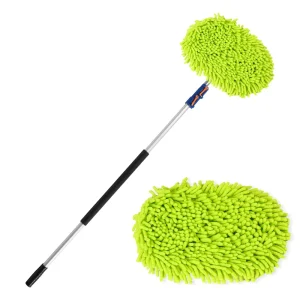 24ft Adjustable Aluminum Alloy Telescopic Silver Car Wash Brush Kit Long Handle Chenille Mop Cleaning Tool