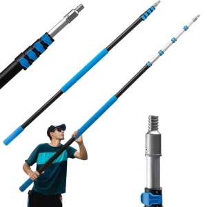 24ft Heavy Duty Aluminum Telescopic Extension Pole Professional High Reach Multi Purpose Tool for Window Cleaning & Painting