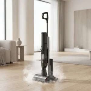 250W Anti-Tangle Dual-Roller Steam Floor Washer with Self-Cleaning and Hot Air Drying