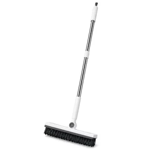 26 cm V Shape Floor Scrub Brush 2 in 1 Squeegee Long Handle Bathroom Cleaning