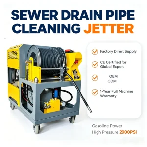 27HP Cold Water Sewer Flushing Machine 2900PSI Remote Control Start Automatic Retractable Pipe Suitable for Plumbers