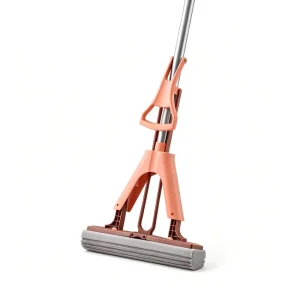 27cm PVA Sponge Mop with Half-Fold Hands-Free Squeeze Design, Replaceable Mop Head