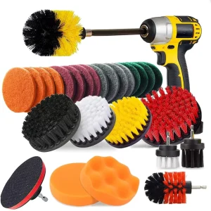 28-Piece Drill Cleaning Brush Attachment Set for Kitchen, Bathroom, and Carpet