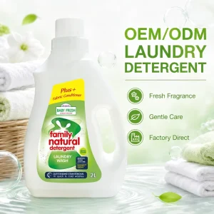 2L Eco-Friendly Enzyme Liquid Laundry Detergent with Blue Wind Chime Fragrance Stain Remover and Whitening Formula
