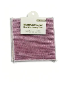 2pcs Spot Degreasing Dishwashing Towels Kitchen Dishwashing Cloth Double-sided Silver Wire Cleaning Cloth Polyester