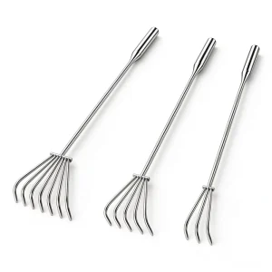 3 5 7 Tines Stainless Steel Hand Cultivator Rake Metal Handle 50cm 70cm 100cm Garden Tool Weeding Soil Turning Beach Shellfish