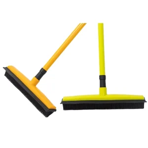 3-5′ Telescoping Handle Remover Carpet Rake Rubber Broom for Pet Hair Removal Tool Cleaning Brushes Squeegee