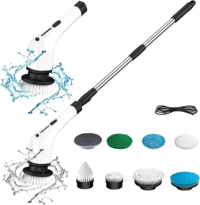 3/6/8/9-in-1 Cordless Electric Spin Brush Floor Scrubber for Toilet, Window, and Bathroom Cleaning