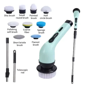 3/6/9 Replaceable Brush Head Power Cordless Electric Cleaning Brush With Adjustable Long Handle Electric Spin Scrubber