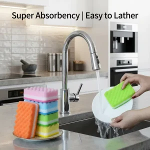 3-Layer Composite Kitchen Scouring Pad High-Density Polyurethane Foam Dishwashing Sponge